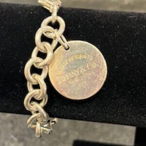 Tiffany & Co Sterling Silver Round Tag Bracelet Authentic - Retired - EUC